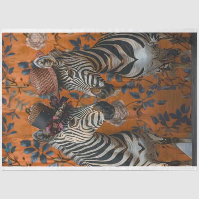 Vintage Zebra Couple Decoupage  Tissue Paper (Front)