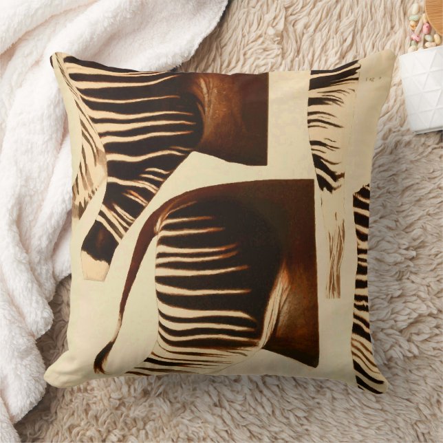 Vintage Zebra Hind Quaters Illustration Throw Pillow (Blanket)