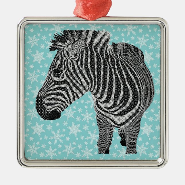 Vintage Zebra Metal Ornament (Front)