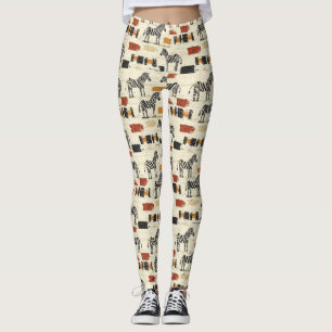 Vintage Zebra Pattern Rustic Boho Safari Print Leggings