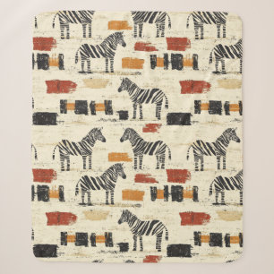 Vintage Zebra Pattern Rustic Boho Safari Print Sherpa Blanket