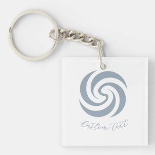 Vintage Zen Spiral Mineral Blue with Custom Text Keychain