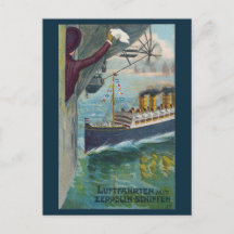 Vintage Zeppelin and Ocean Liner Thank You Card