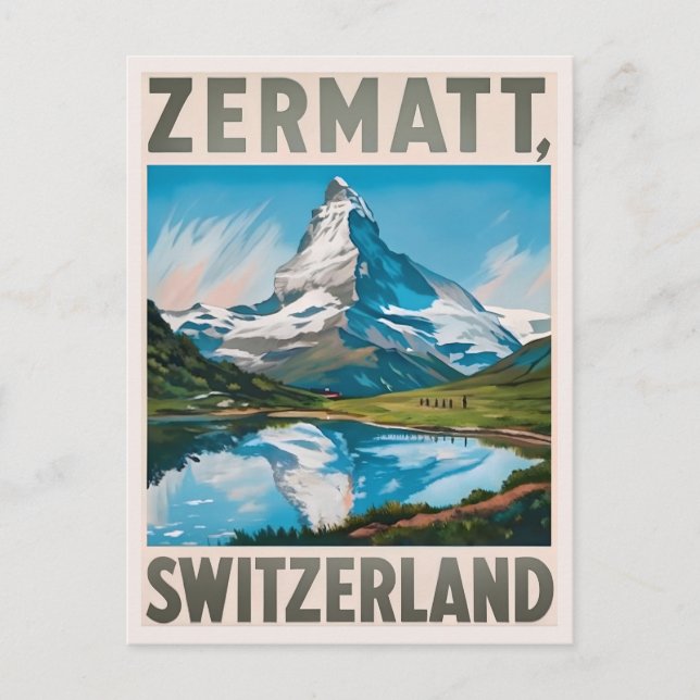 Vintage Zermatt Switzerland Matterhorn  Postcard (Front)