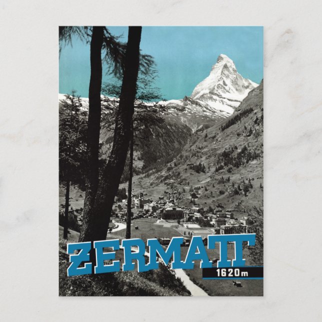 Vintage Zermatt Switzerland Matterhorn Travel Post Postcard (Front)
