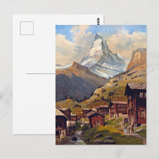 Vintage Zermatt Switzerland Matterhorn Travel Postcard (Front/Back)