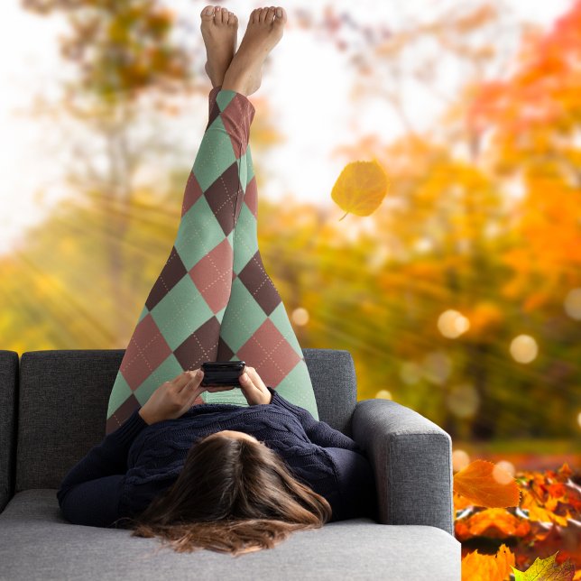 Vintage zigzag Fall colours cute pattern Leggings (Vintage zigzag Fall colors cute pattern Leggings)