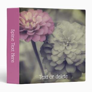 Vintage Zinnia Flowers Partial Colour Personalized Binder