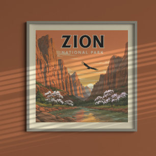 Vintage Zion National Park Poster