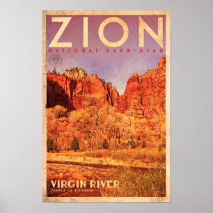Vintage Zion Virgin River Travel Poster