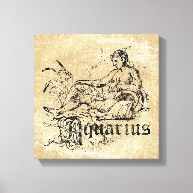 Vintage Zodiac Aquarius Canvas Print (Front)