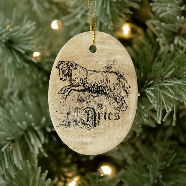 Vintage Zodiac Aries Ceramic Ornament (Tree)