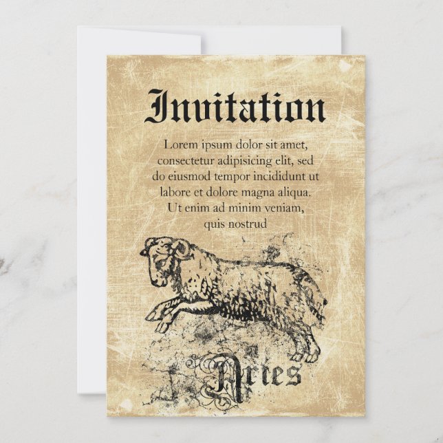 Vintage Zodiac Aries Invitation (Front)