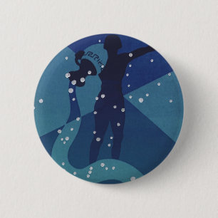 Vintage Zodiac Astrology, Aquarius Constellation 2 Inch Round Button