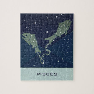 Vintage Zodiac Astrology Pisces Fish Constellation Jigsaw Puzzle
