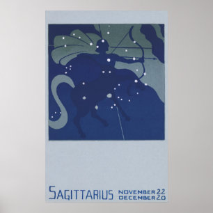 Vintage Zodiac Astrology Sagittarius Constellation Poster