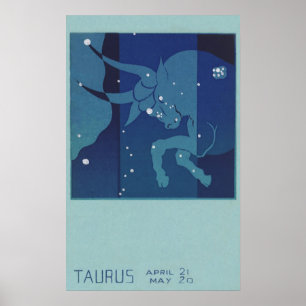 Vintage Zodiac Astrology, Taurus Constellation Poster