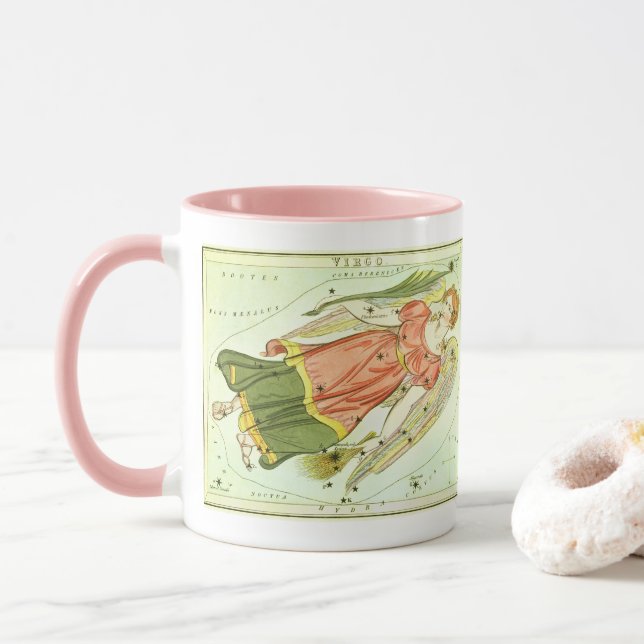 Vintage Zodiac Astrology Virgo Constellation Mug (With Donut)