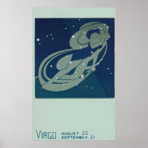 Vintage Zodiac Astrology, Virgo Constellation Poster