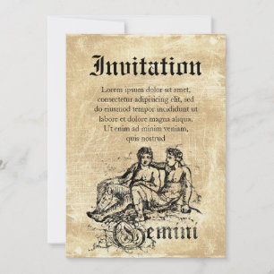 Vintage Zodiac Gemini Invitation