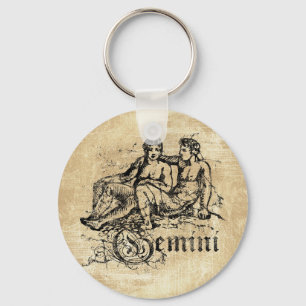 Vintage Zodiac Gemini Keychain
