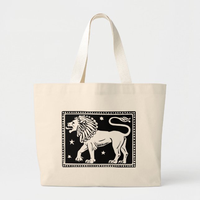 Vintage Zodiac Image LeoTotebag Large Tote Bag (Front)