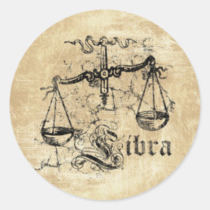 Vintage Zodiac Libra Classic Round Sticker