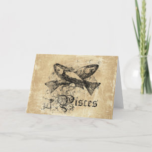 Vintage Zodiac Pisces Card