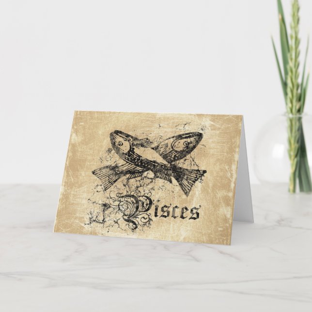 Vintage Zodiac Pisces Card (Front)