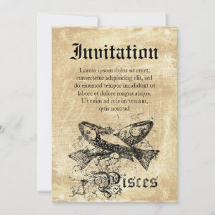 Vintage Zodiac Pisces Invitation