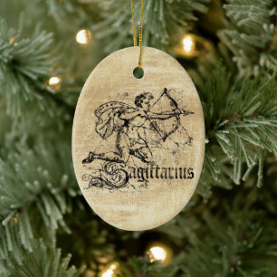 Vintage Zodiac Sagittarius Ceramic Ornament