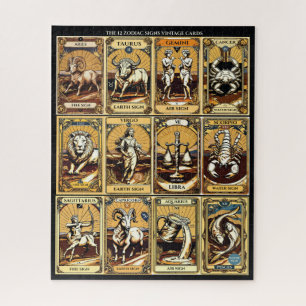 Vintage Zodiac Signs Puzzle – Tarot-Inspired Astro