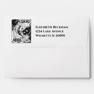 Vintage Zodiac Taurus Art Nouveau Personalized Envelope