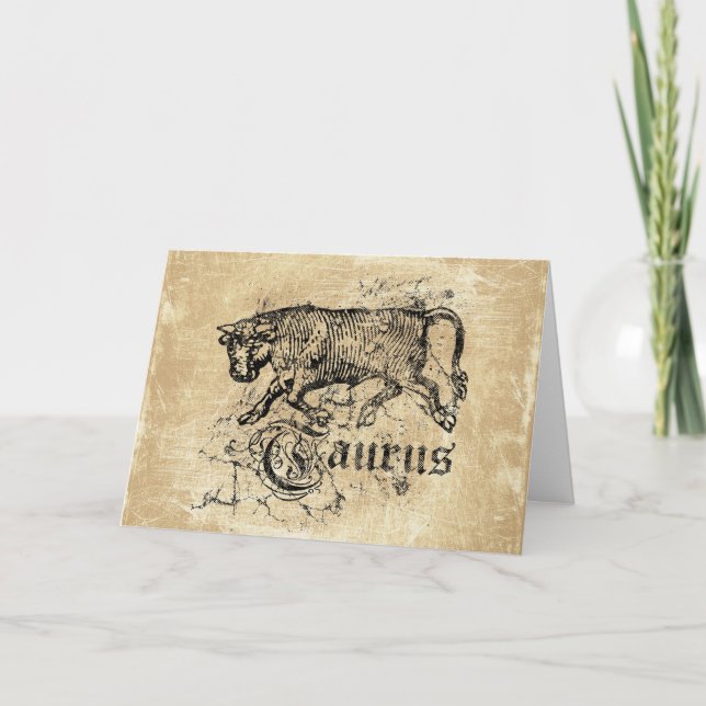 Vintage Zodiac Taurus Card (Front)