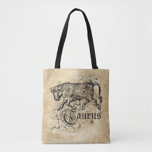Vintage Zodiac Taurus Tote Bag (Front)