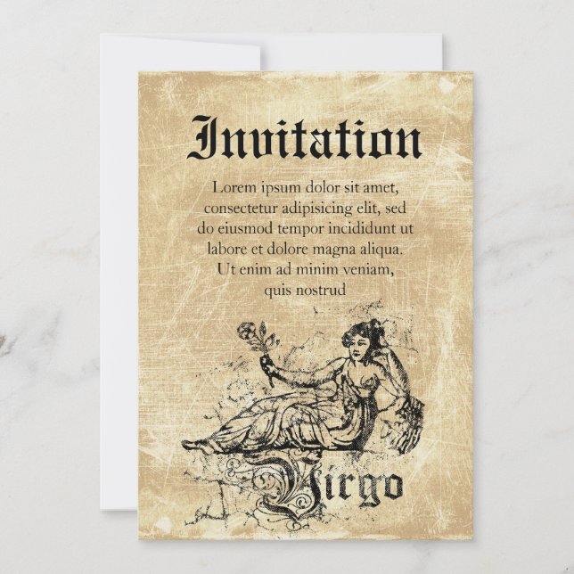 Vintage Zodiac Virgo Invitation (Front)