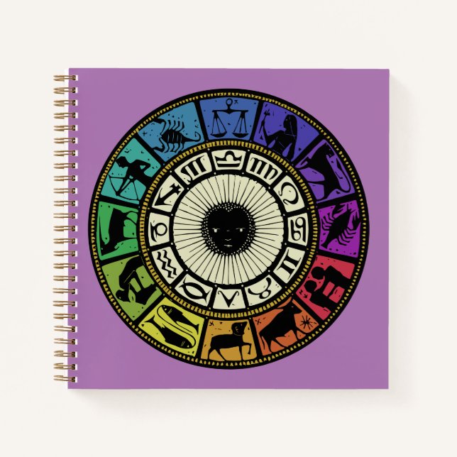 Vintage Zodiac Wheel Notebook (Front)