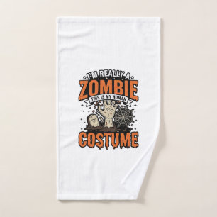 Vintage Zombie Costume Halloween Shirt Design_1 Hand Towel