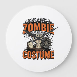 Vintage Zombie Costume Halloween Shirt Design_1 Large Clock