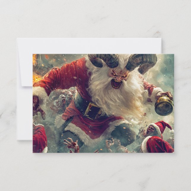 Vintage Zombie Santa Flat Greeting Card (Front)