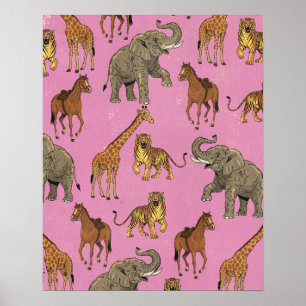 Vintage Zoo Animals Poster