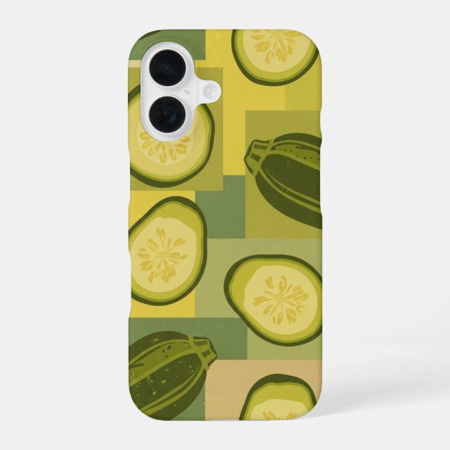 Vintage Zucchini Slice Pattern iPhone 16 Case (Back)