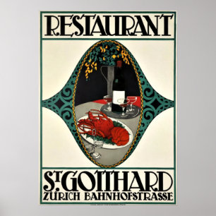 Vintage Zurich Restaurant Publicité Art Déco