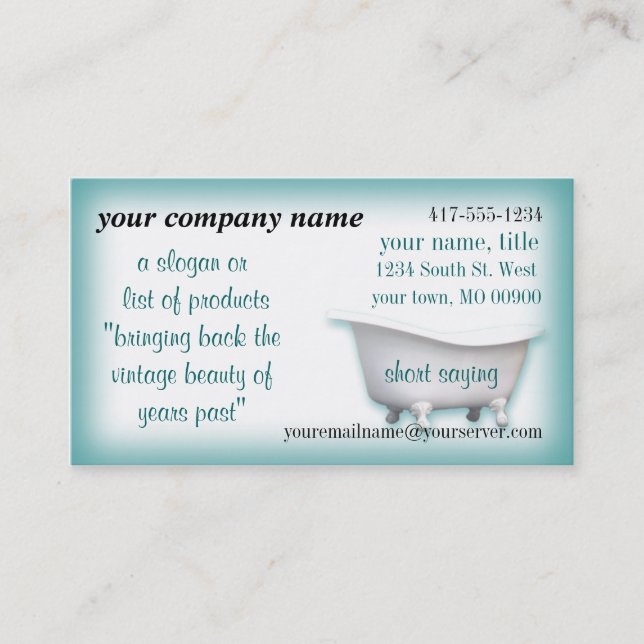 VintageBathtub Business Card2-customize-choices Business Card (Front)