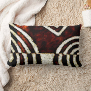 Vintaged Aged Mud Cloth Motif Print Lumbar Pillow