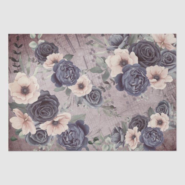 vintagemusic and flowers tissue paper (Front)