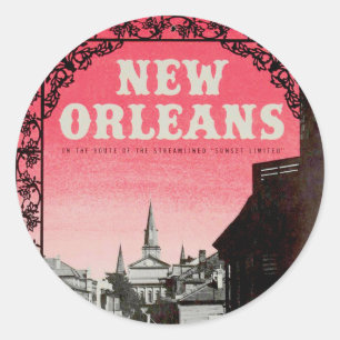 VintagePink and Black  New Orleans luggage sticker