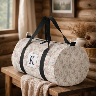VintageRustic Shabby Chic Floral on Wood Farmhouse Duffle Bag