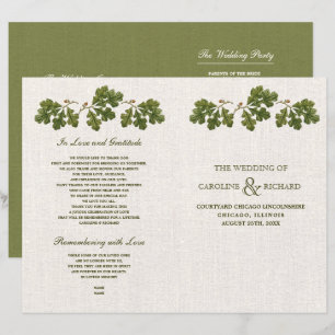 Vintages Feuilles de chêne Burlap Burlap Programme