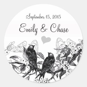 Vintages Oiseaux Fleurs blanches Stickers de maria